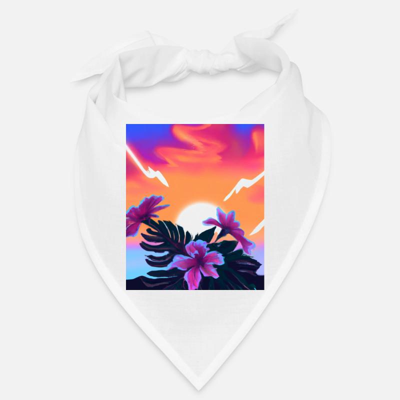 Synthwave Sun Hawaii Vaporwave Aesthetic - Bandana - Weiß