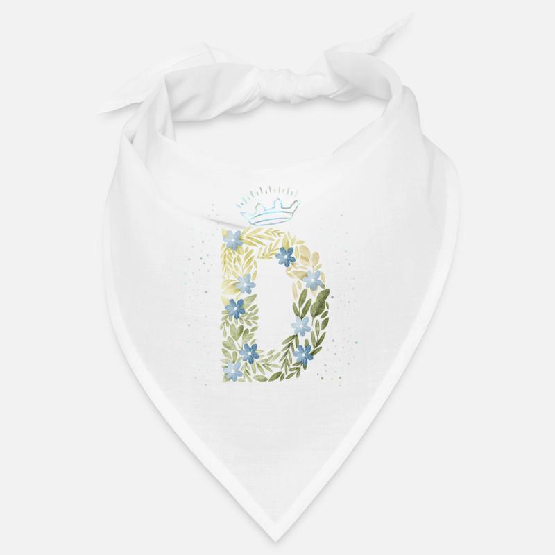 Monogramm Buchstabe D mit Krone, florales Ornament Bandana
