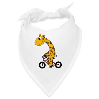 Giraffe fährt Fahrrad - Bandana - Weiß - Vorne