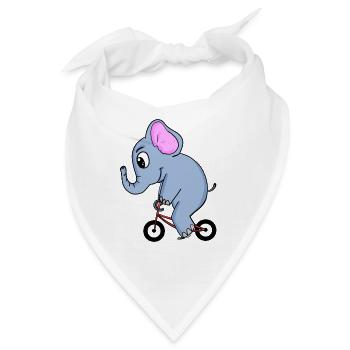 Elefant fährt Fahrrad - Bandana - Weiß - Vorne