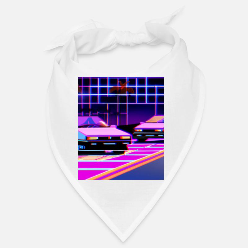 Vaporwave Aesthetic Synthwave Car - Bandana - Weiß