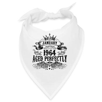 1964 | Januar Aged Perfectly 1964 Geburtstagsgeschenk - Bandana - Weiß - Vorne