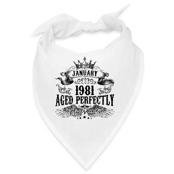 1981 | Januar Aged Perfectly 1981 Geburtstagsgeschenk - Bandana - Weiß - Vorne