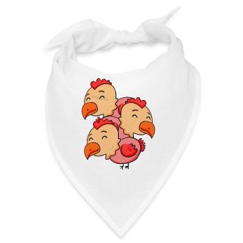 Niedliche Hühner - Huhn - Bandana - Weiß - Vorne
