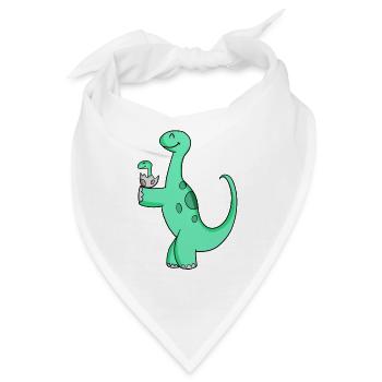 Dinosaurier mit Baby Dinosaurier - Bandana - Weiß - Vorne