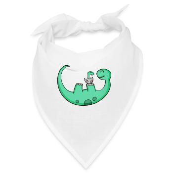 Dinosaurier mit Baby Dinosaurier - Bandana - Weiß - Vorne