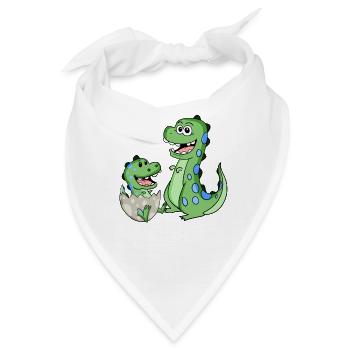 Dinosaurier mit Baby Dinosaurier - Bandana - Weiß - Vorne