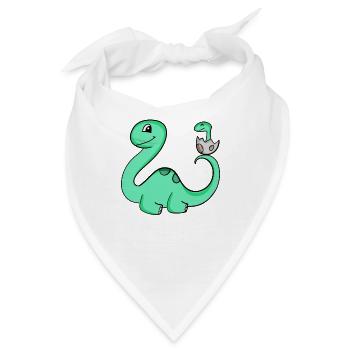 Dinosaurier mit Baby Dinosaurier - Bandana - Weiß - Vorne