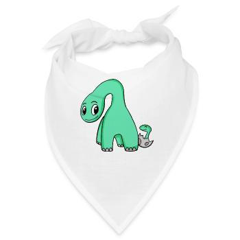 Dinosaurier mit Baby Dinosaurier - Bandana - Weiß - Vorne