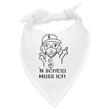 Frecher Hund mit Motto: ´N Scheiß muss ich - Bandana - Weiß - Vorne