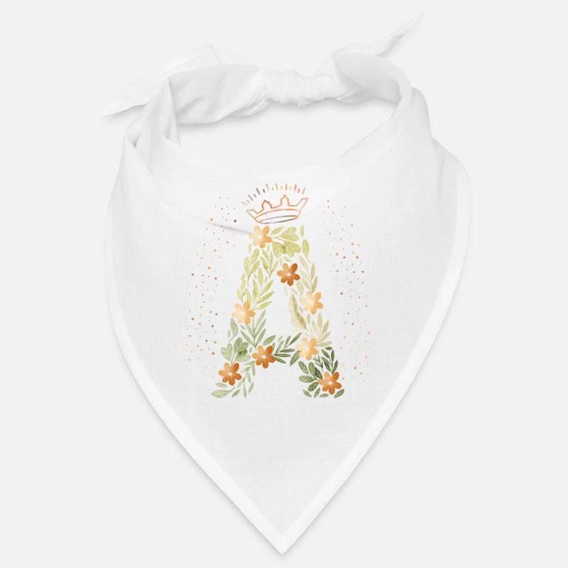 Monogram letter A with crown, floral ornament Bandana