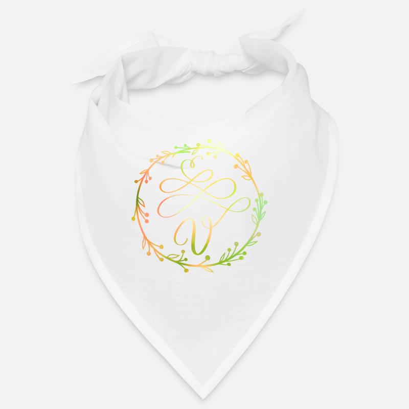 Monogram, letter V, calligraphy ornament Bandana