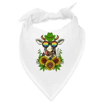 Kuh Regenbogen Bauernhof Hippie Frieden Geschenk - Bandana - Weiß - Vorne