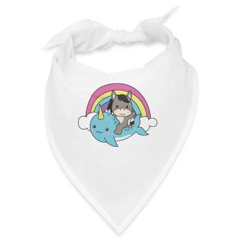 Narwal Esel ozean einhorn kawaii Regenbogen - Bandana - Weiß - Vorne