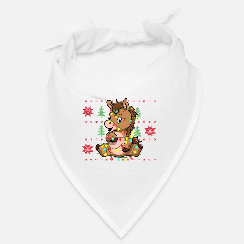 Noël Poney Pull de Noël moche cadeau - Bandana - blanc