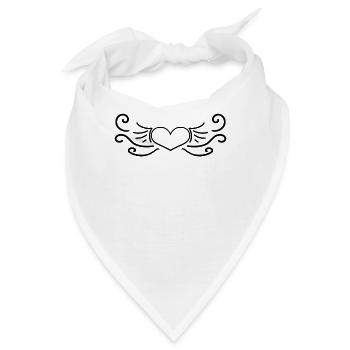 Herz Schwarz - Bandana - Weiß - Vorne