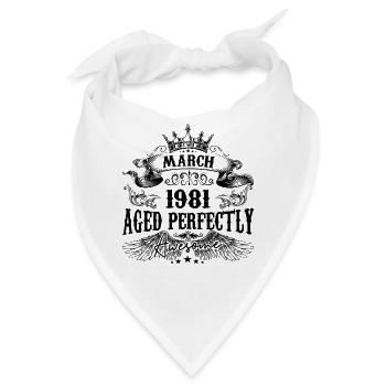 1981 | März Aged Perfectly 1981 Geburtstagsgeschenk - Bandana - Weiß - Vorne