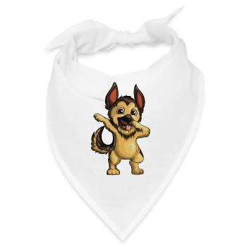 Belgischer Deutscher Schäferhund tanzt Dab Dabbing - Bandana - Weiß - Vorne