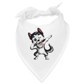 Husky Dabbing Hunde Kinder Tanzmotiv Schlittenhund - Bandana - Weiß - Vorne