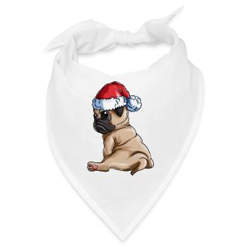Hundeliebhaber Mopsbesitzer Mopsliebhaber X-Mas - Bandana - Weiß - Vorne