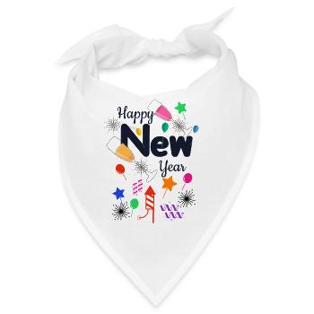 Frohes Neues Jahr, Frohes Neues Jahr, Neues Jahr, Neues Jahr - Bandana - Weiß - Vorne