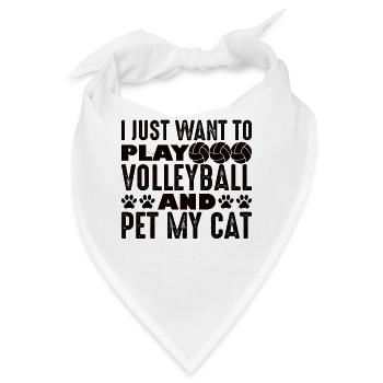 Volleyball Aufschlag Volleyballspieler Katze Mieze - Bandana - Weiß - Vorne