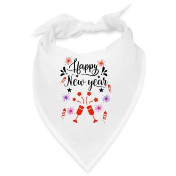 Frohes Neues Jahr, Frohes Neues Jahr, Neues Jahr, Neues Jahr - Bandana - Weiß - Vorne