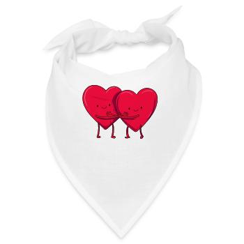 Liebe Umarmende Herzen - Bandana - Weiß - Vorne