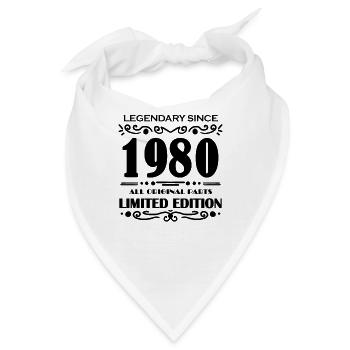 1980 - Jahrgang 1980 - Baujahr 1980 - Bandana - Weiß - Vorne