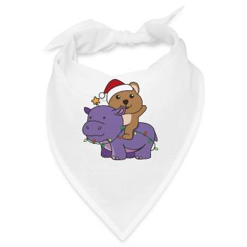 Weihnachts Hippo Quokka frohe Weihnachten Hippo - Bandana - Weiß - Vorne