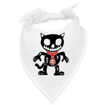 Schwarze Katze Voodoo Puppe - Bandana - Weiß - Vorne