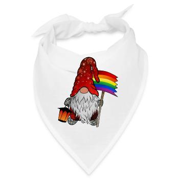 Weihnachts Gnom mit Gay Pride Flagge - Bandana - Weiß - Vorne