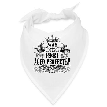 1981 | May Aged Perfectly 1981 Geburtstagsgeschenk - Bandana - Weiß - Vorne