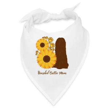 Sonnenblumenmutter - Bearded Collie - Bandana - Weiß - Vorne