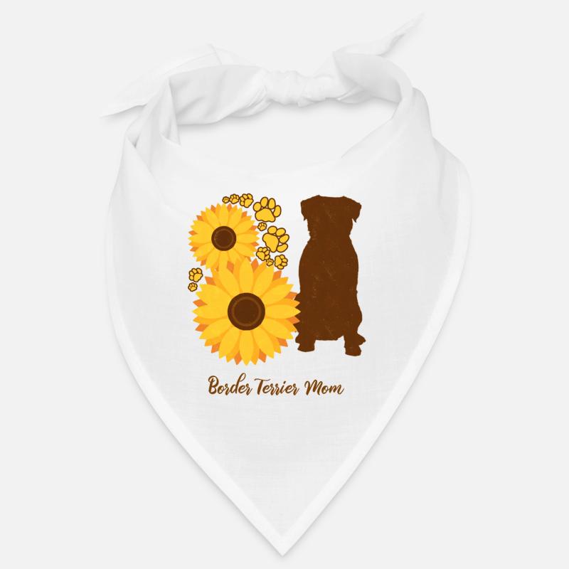 Sonnenblumenmutter - Border Terrier - Bandana - Weiß