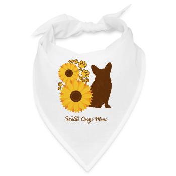 Sonnenblumenmutter - Walisischer Corgi - Bandana - Weiß - Vorne