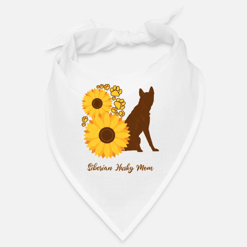 Sonnenblumenmutter - Sibirischer Husky - Bandana - Weiß