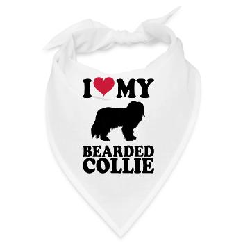 Bearded Collie - Bandana - Weiß - Vorne