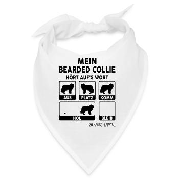 Bearded Collie - Bandana - Weiß - Vorne