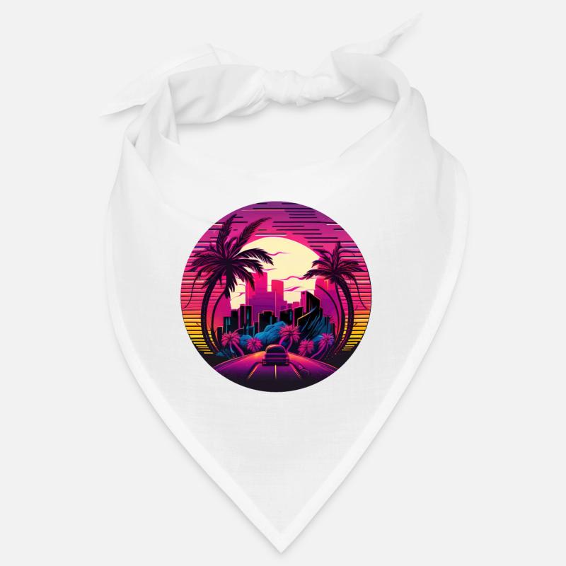 Retrowave Synthwave 80s Design - Bandana - Weiß