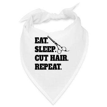 Frisöse Scheren Frisör Friseur Schere Kamm - Bandana - Weiß - Vorne