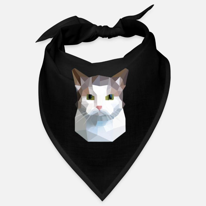 cat cute low poly cat white grey Bandana