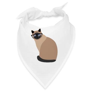 Nerd Katze Mit Brille Lustiges Kätzchen Geschenk - Bandana - Weiß - Vorne