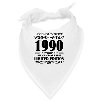1990 - Jahrgang 1990 - Baujahr 1990 - Bandana - Weiß - Vorne