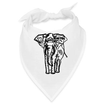 Zeichnung eines Elefanten - Bandana - Weiß - Vorne