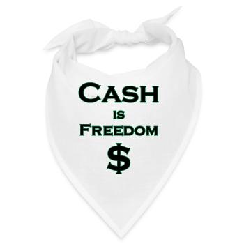 Cash is FREEDOM $ - schwarz mit grünem Rand - Bandana - Weiß - Vorne