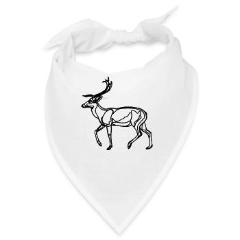 Zeichnung vom Hirsch - Bandana - Weiß - Vorne