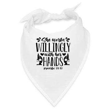 She Works Willingly Science Laboratory Technician - Bandana - Weiß - Vorne
