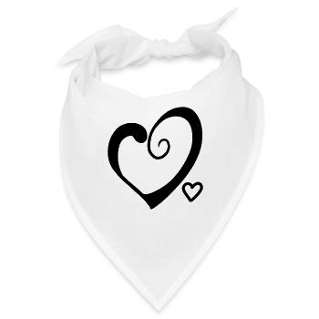 Herz Herze - Bandana - Weiß - Vorne