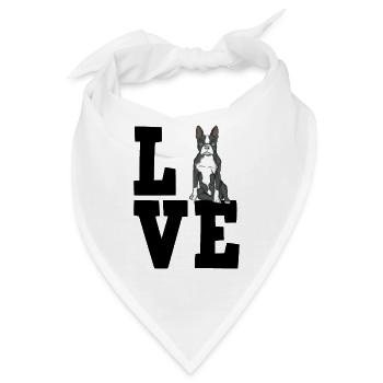 Boston Terrier - Bandana - Weiß - Vorne